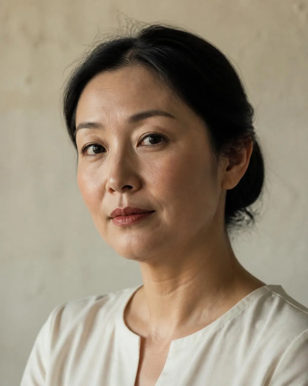 A specialist in a linen shirt lit from one side, looking off-camera.